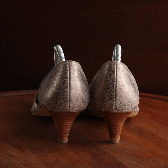 Paul Green Heels WMS SZ UK 5 US 7.5 Gray Julia Brushed Shimmer Suede Kitten Shoe - Picture 6 of 13